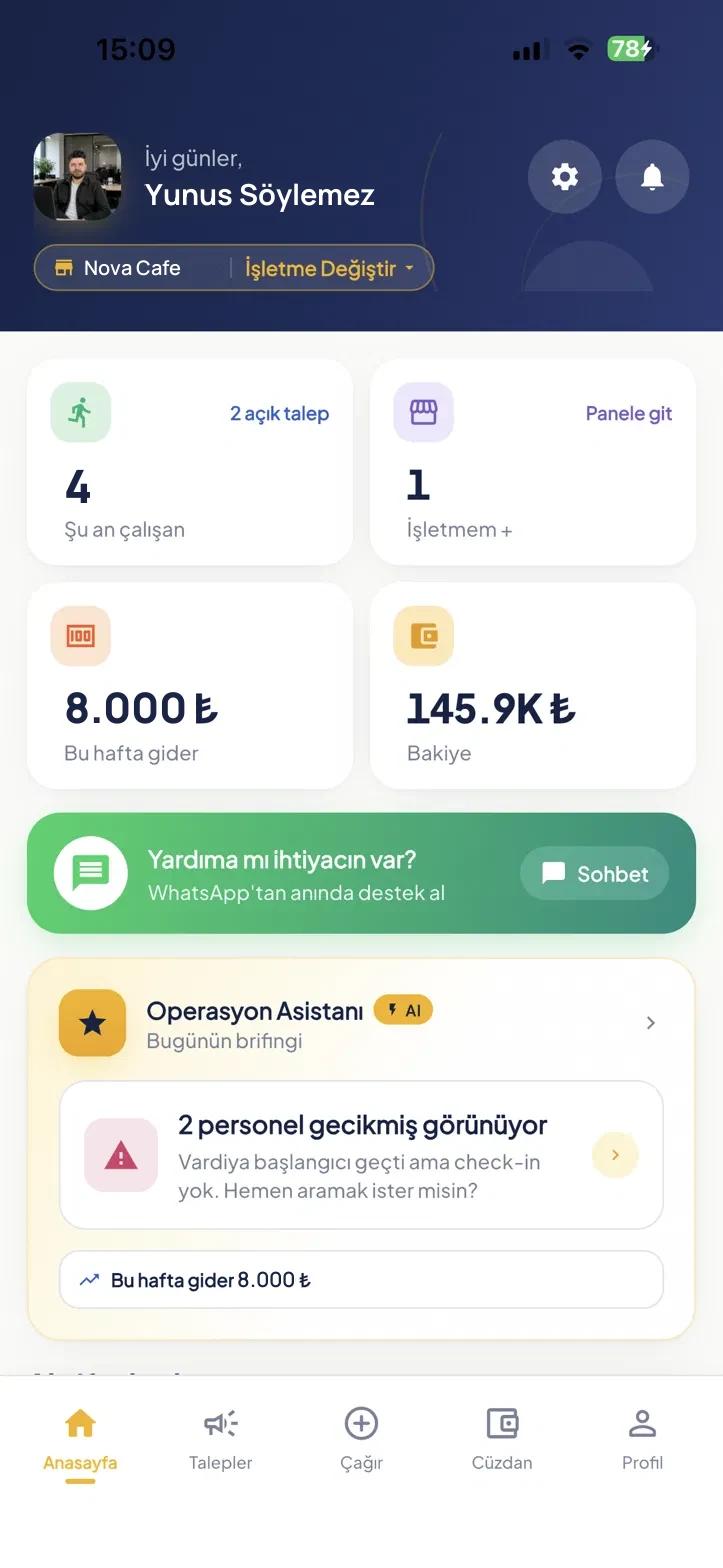 GarkomPartner uygulaması anasayfa ekranı